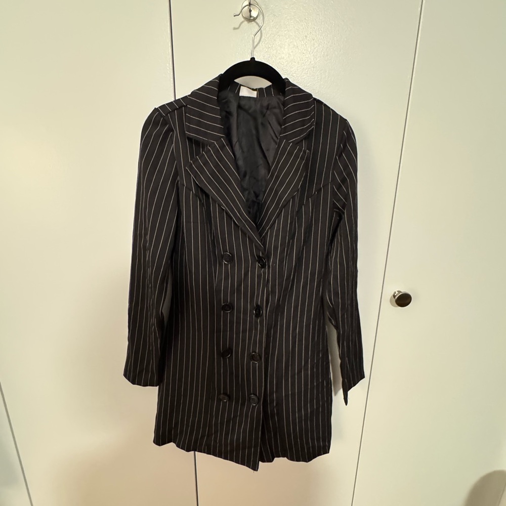 Black Pinstripe Dress with Matching Hat - Halloween - Picture 2 of 3